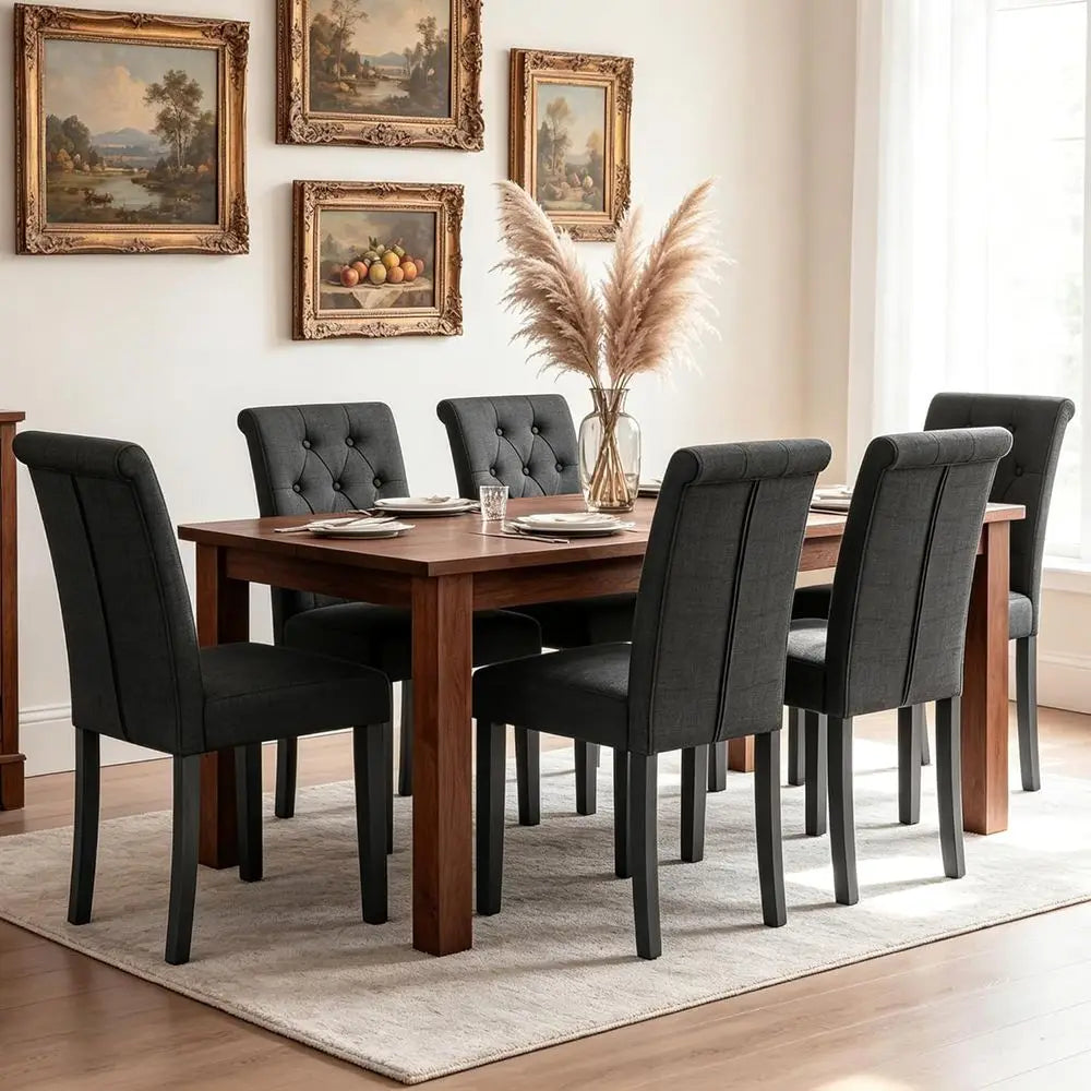 Modern Tufted Dining Chairs Set of 4 | Upholstered Wood Chairs