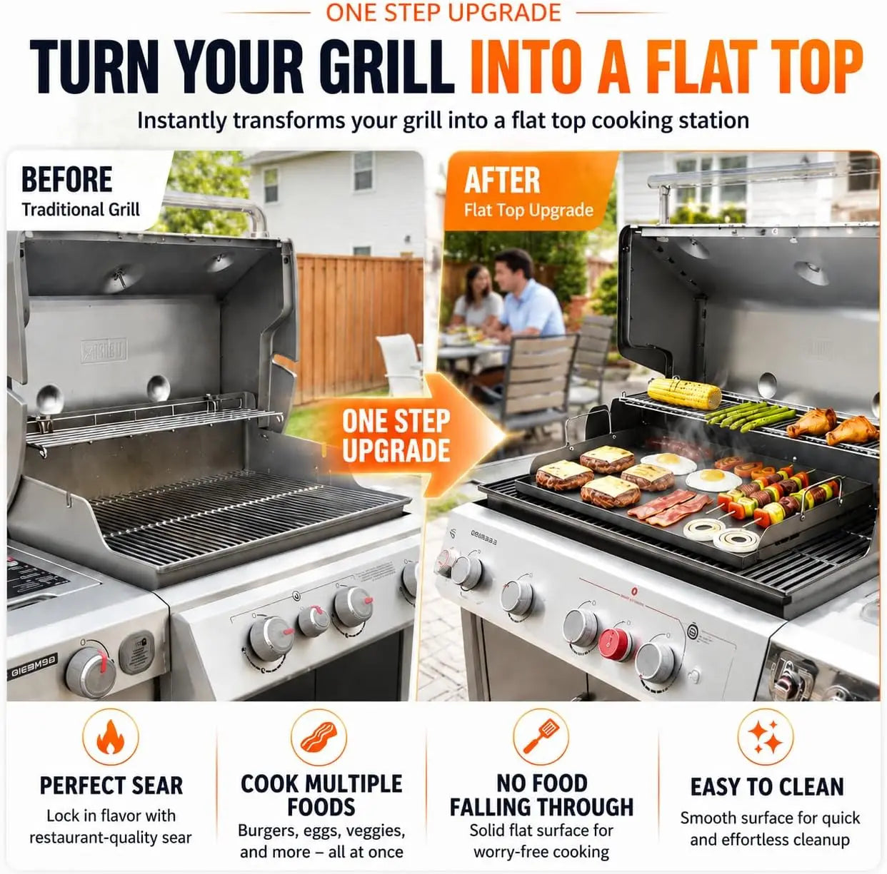 Heavy-Duty Flat Top Griddle for Gas Grill