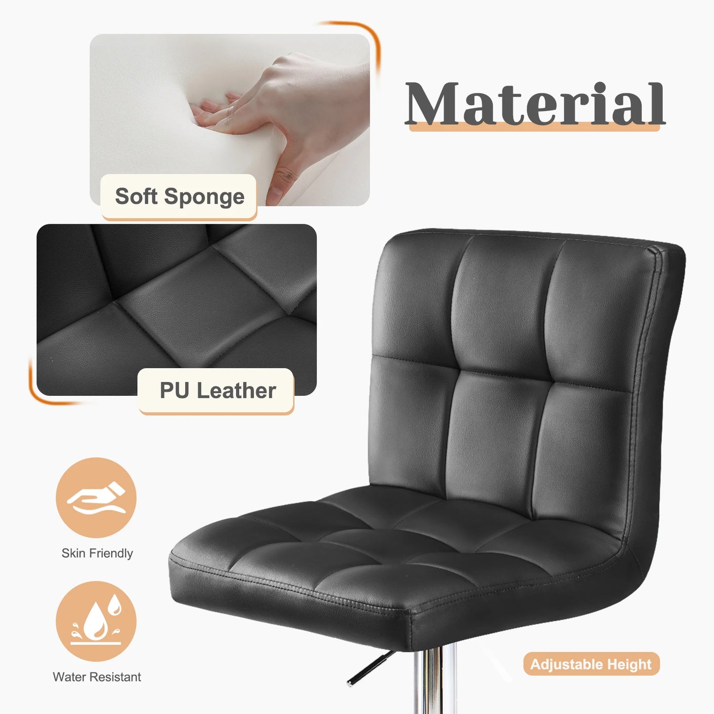 Faux Leather Counter Height Bar Stools