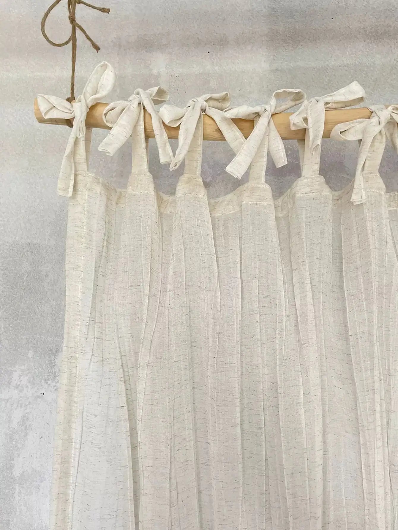 Japanese Linen Textured Sheer Roman Curtain Panel | Light Filtering Voile Window Curtain