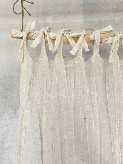 Japanese Linen Textured Sheer Roman Curtain Panel | Light Filtering Voile Window Curtain