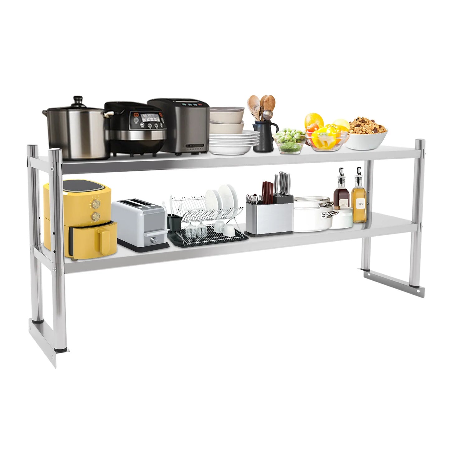 Heavy-Duty 2-Tier Stainless Steel Storage Shelving