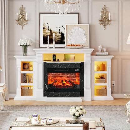 Gorgeous Electric Fireplace Mantel with Display Shelves
