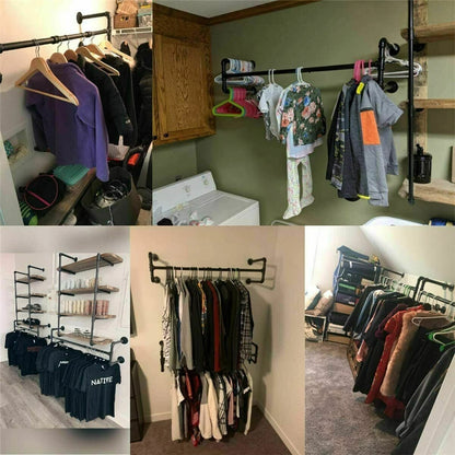 Industrial Wall-Mounted Clothes Rack
