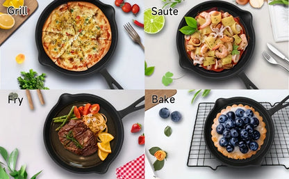 Pre-Seasoned Cast Iron Skillet Set