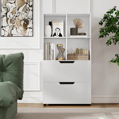 Cube Bookcase with Drawers | 4-Cube Storage Shelf