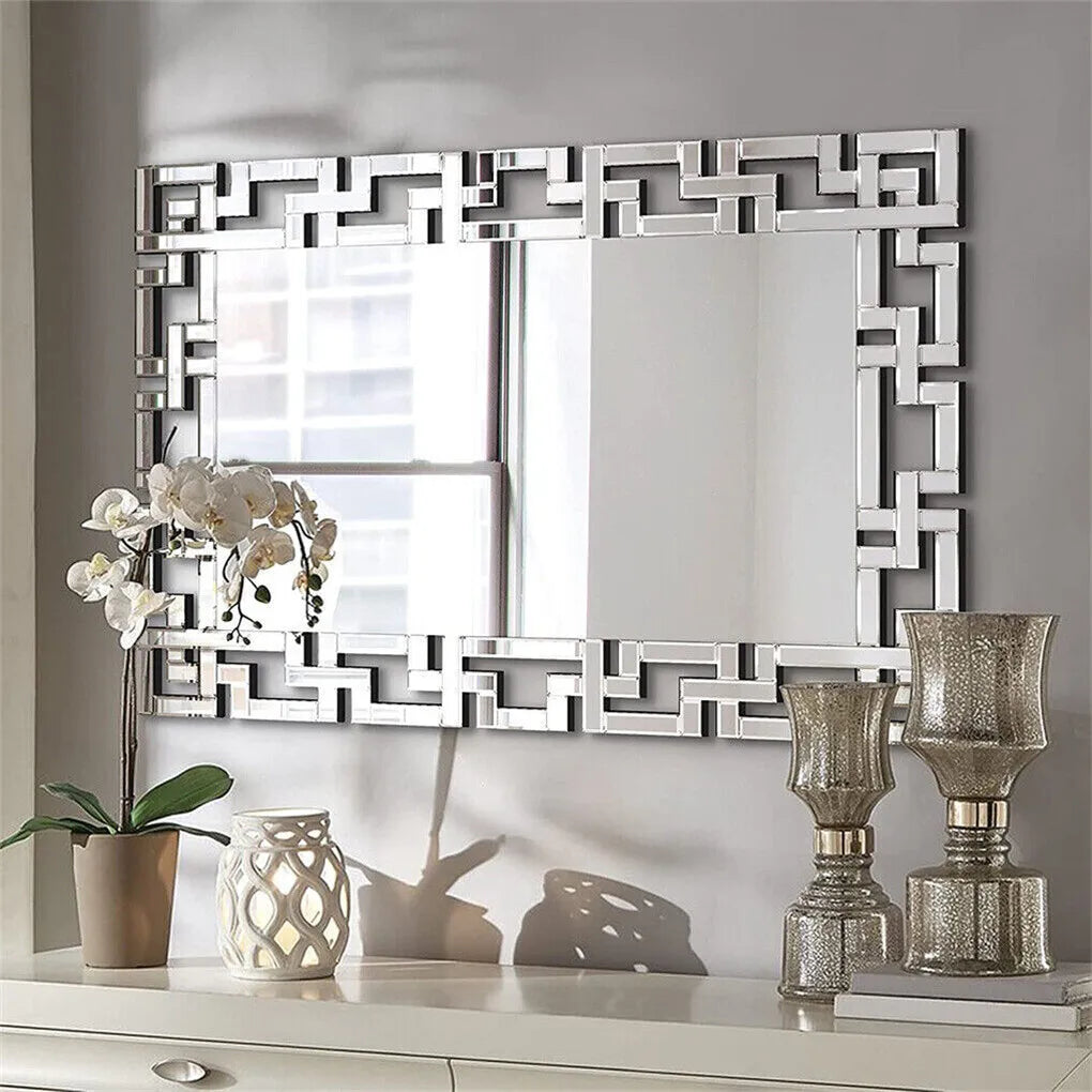 Silver Venetian Art Mirror with Beveled Glass Edge