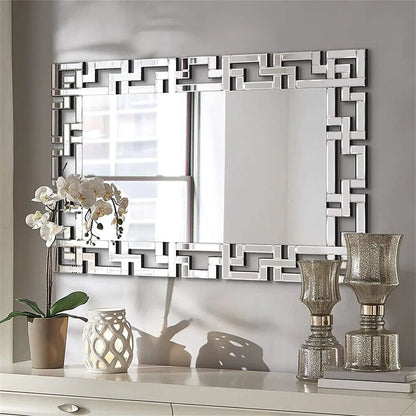 Silver Venetian Art Mirror with Beveled Glass Edge