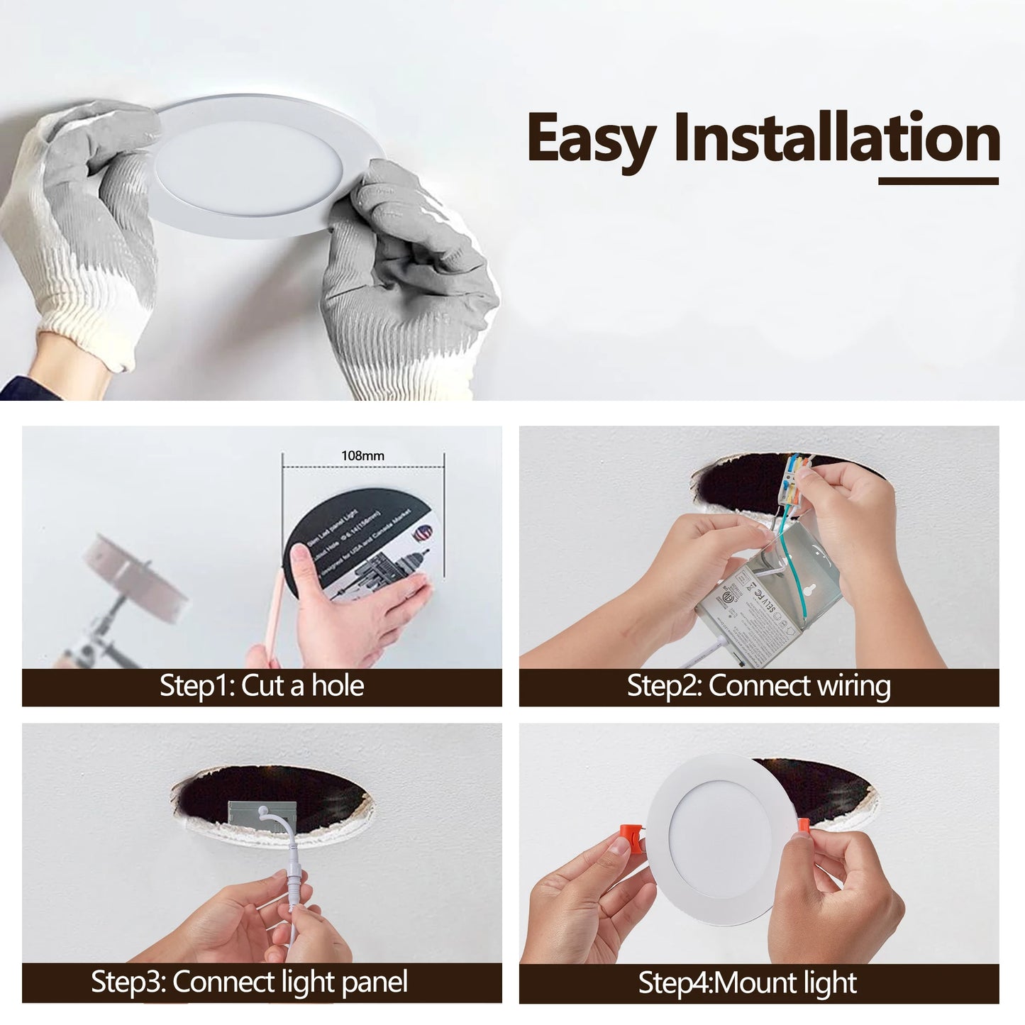 Energy-Efficient & Dimmable Recessed Lights, Pack of 12