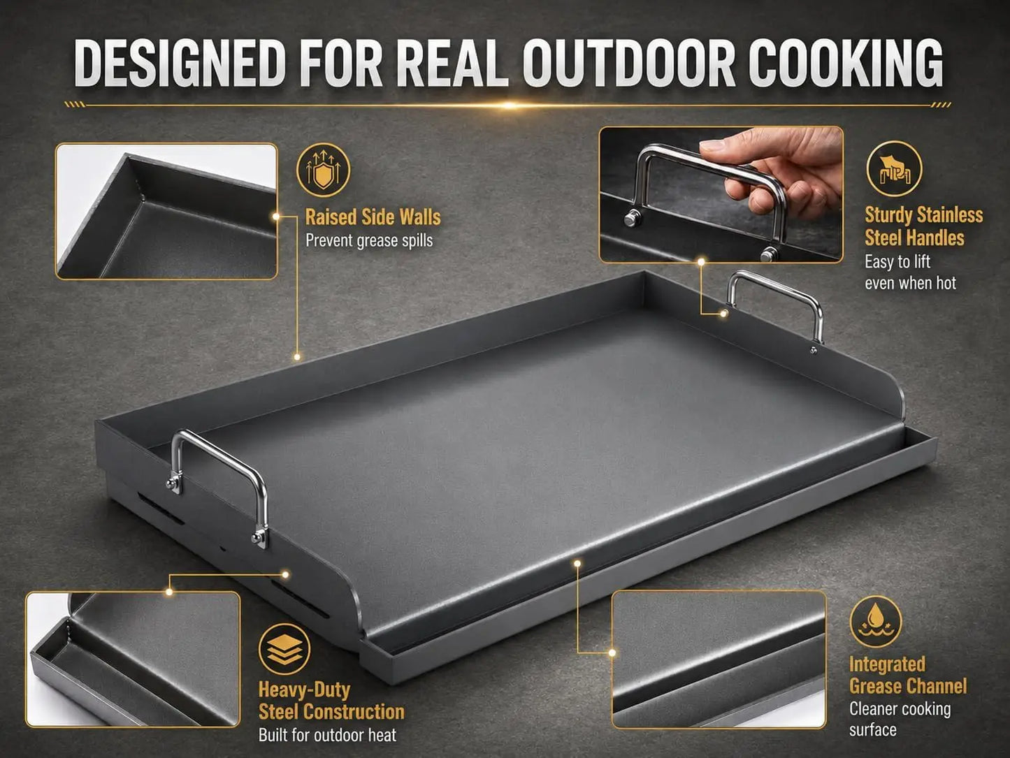 Heavy-Duty Flat Top Griddle for Gas Grill