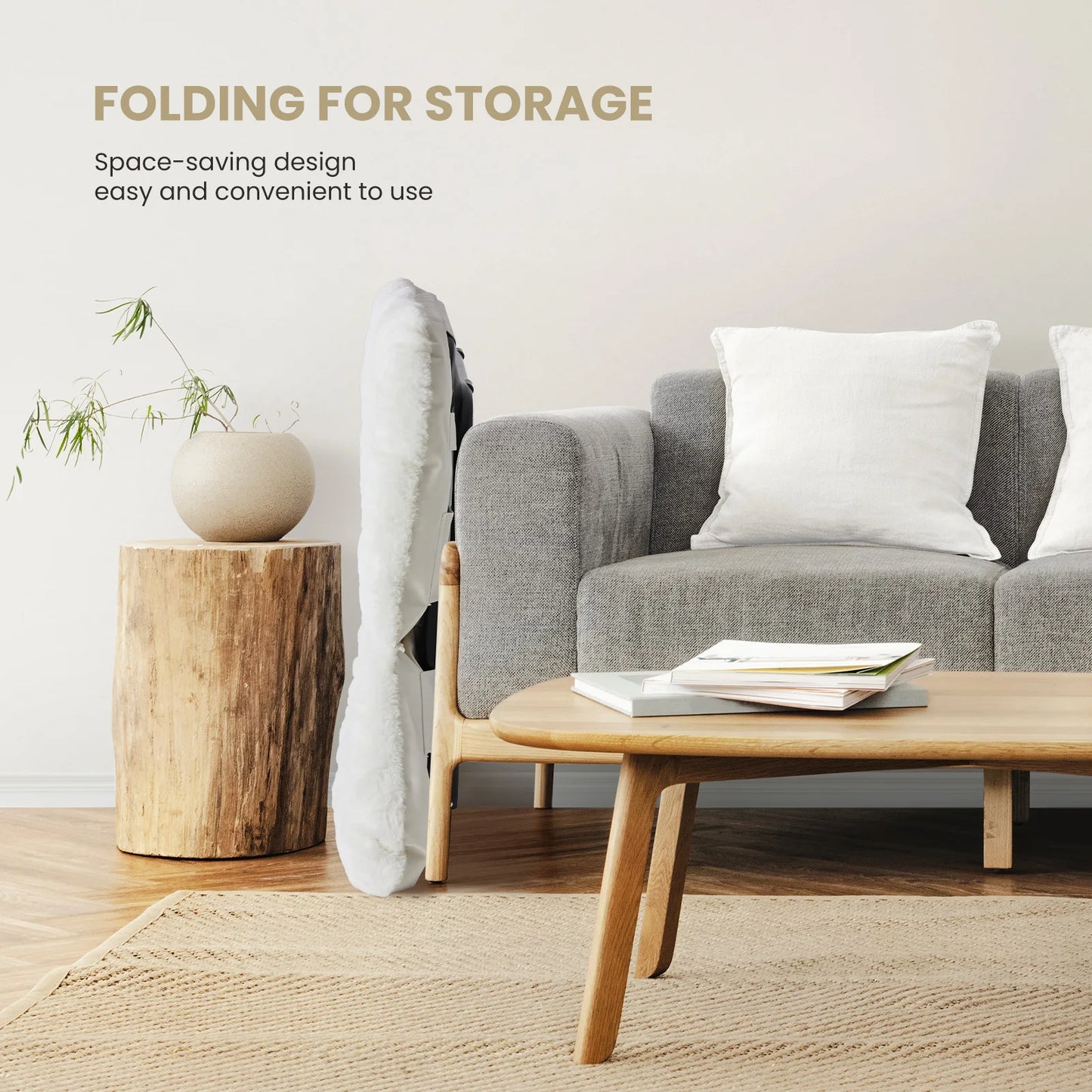 Cozy Folding Saucer Chair with Soft Faux Fur