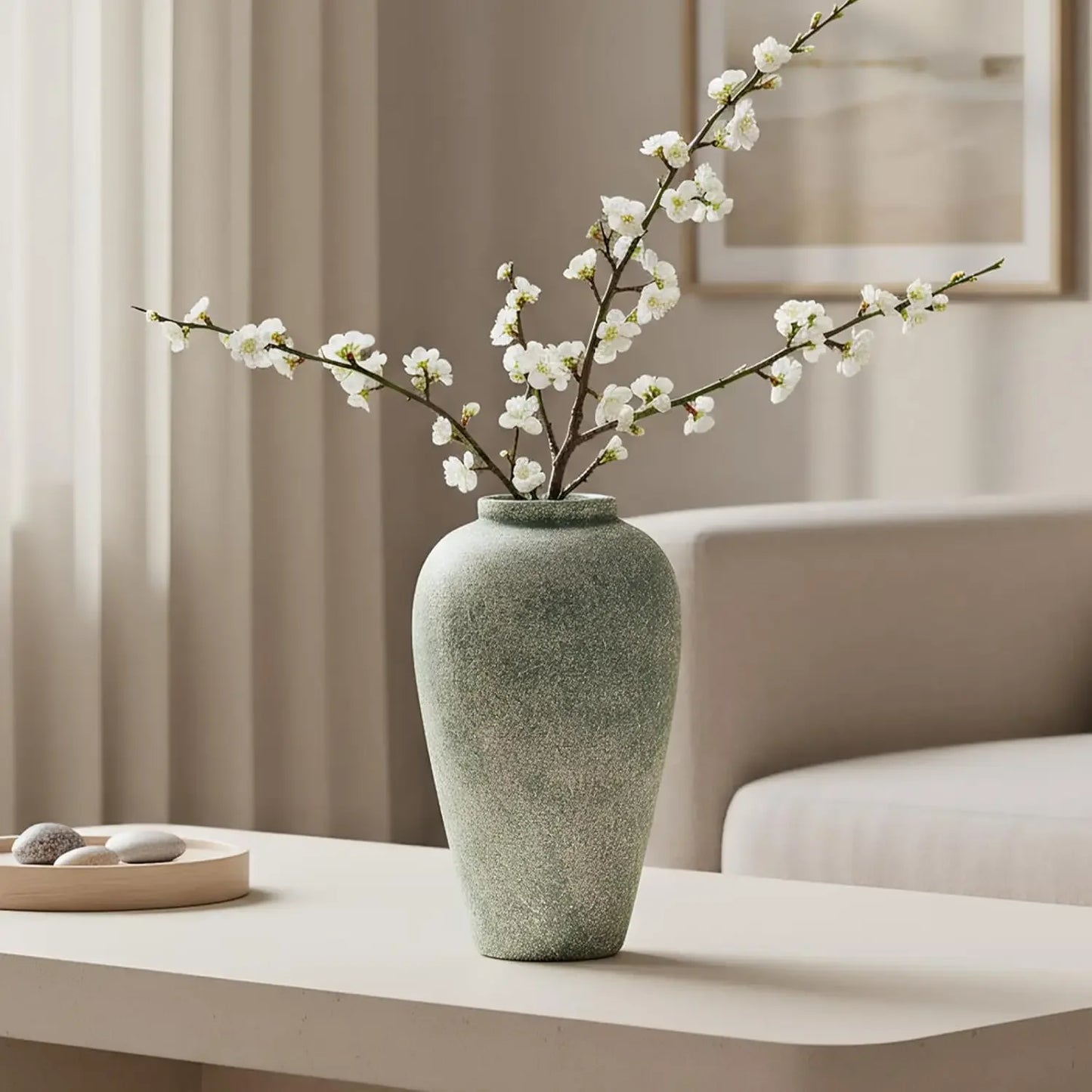 Green Ceramic Farmhouse Table Vase