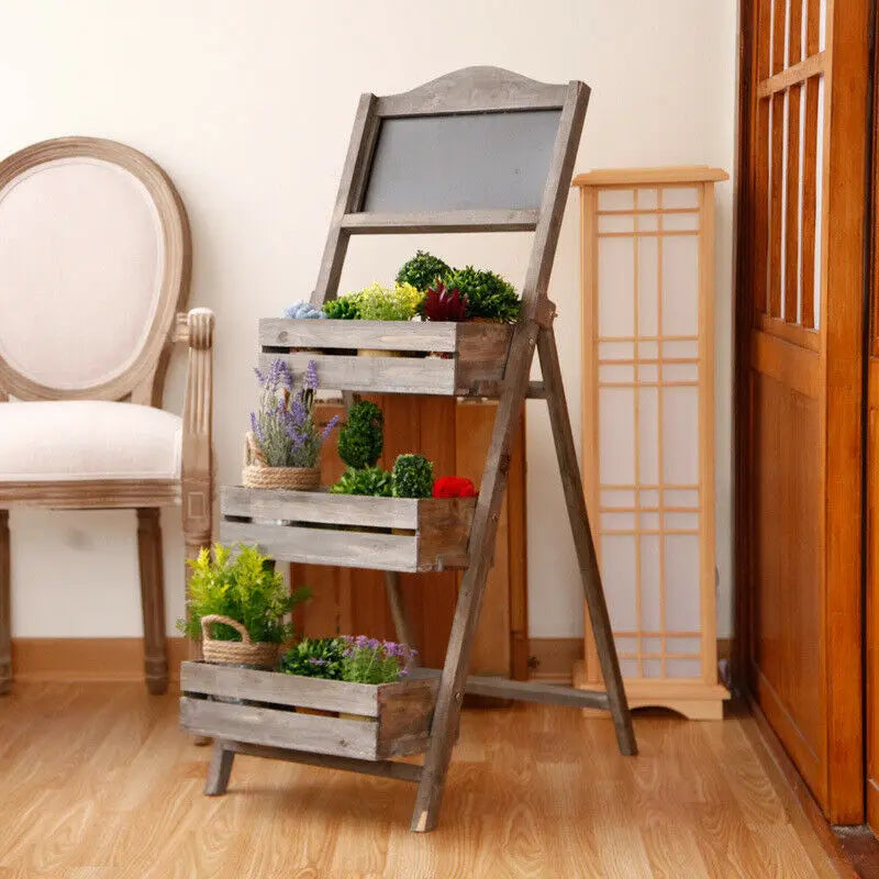 Folding Ladder 3-Tier Plant Stand