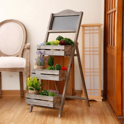 Folding Ladder 3-Tier Plant Stand