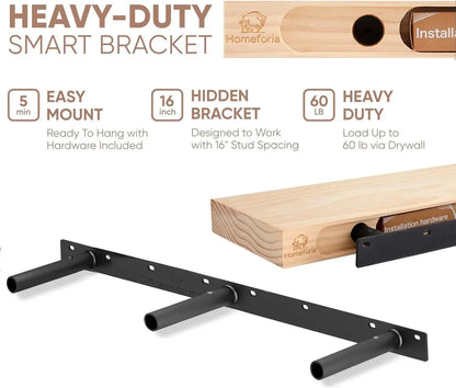 48-Inch Modern Wall Shelves with Hidden Heavy-Duty Brackets (Set of 2)