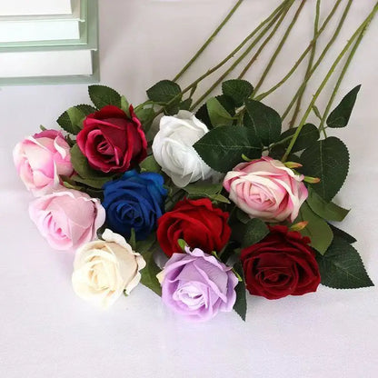 Velvet Artificial Rose Stems | Realistic Silk Flowers for Wedding & Home Décor