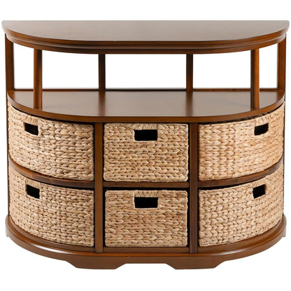 Half Moon Console Table With 6 Baskets