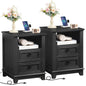 Farmhouse Style Night Stands, Set of 2, with Charging Stations