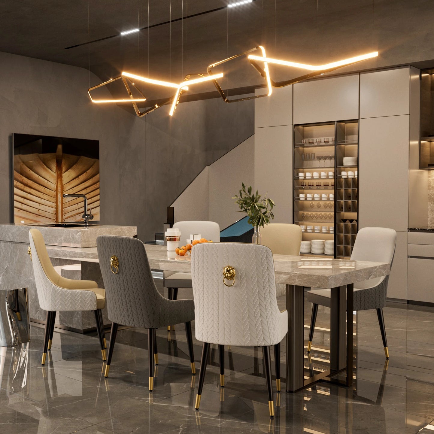 Modern Dining Room Chairs with High Tufted Back