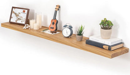 Live-Edge Solid Elm Wood Floating Shelves