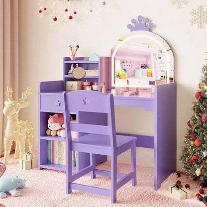 Princess Vanity with Lights, Toddler Desk & Chair Set