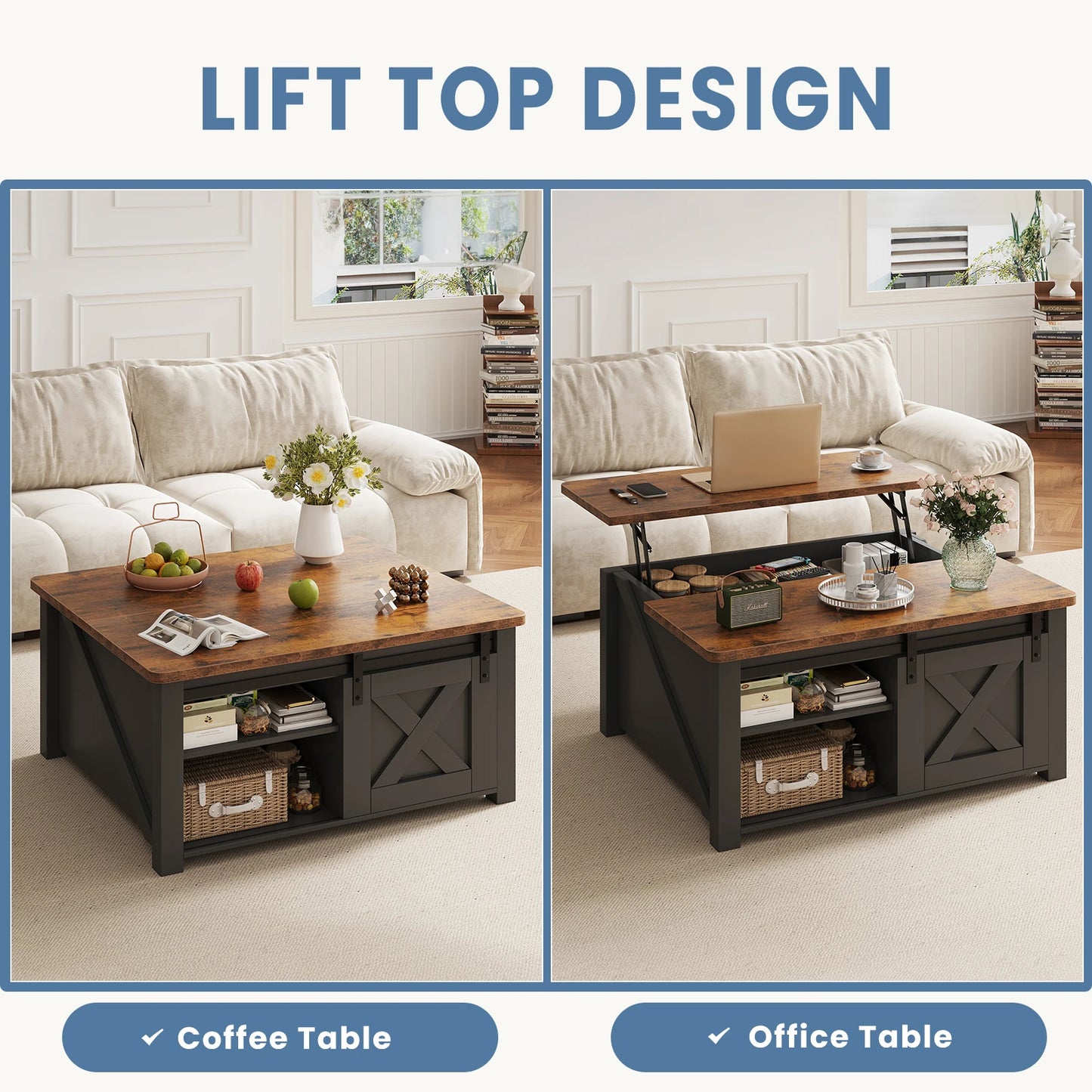 Lift-Top Coffee Table with Storage