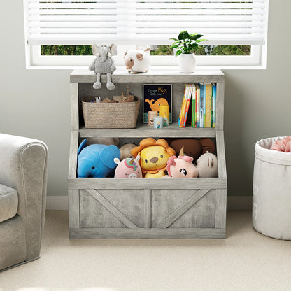 Wooden Kids Bookshelf & Toy Storage Organizer