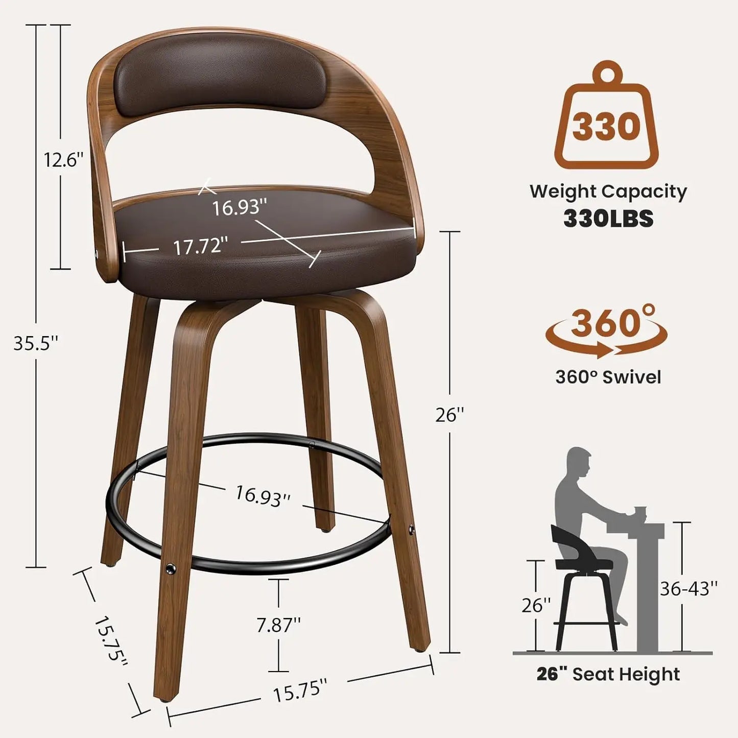 Modern Swivel Counter Height Bar Stools
