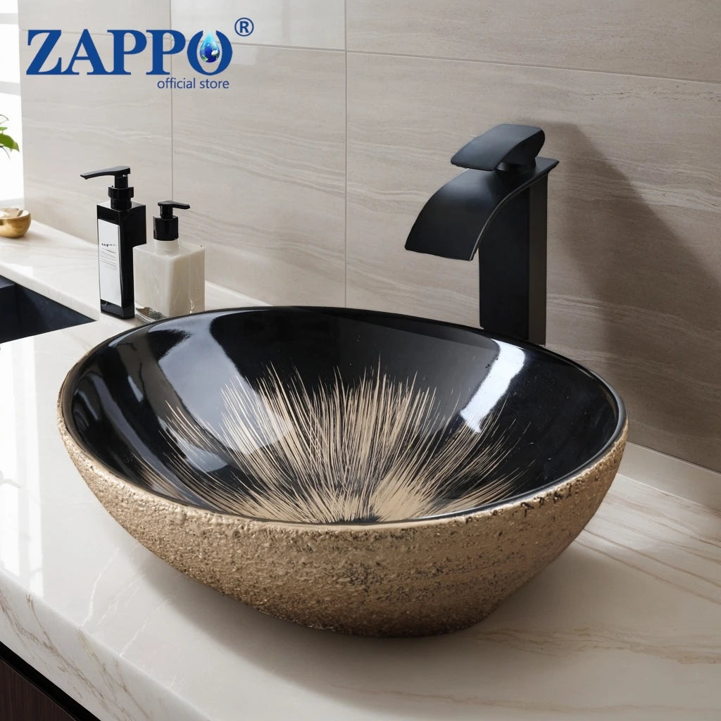 Vintage Gold Ceramic Bathroom Vessel Sink