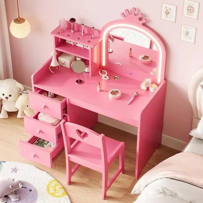 Princess Vanity with Lights, Toddler Desk & Chair Set