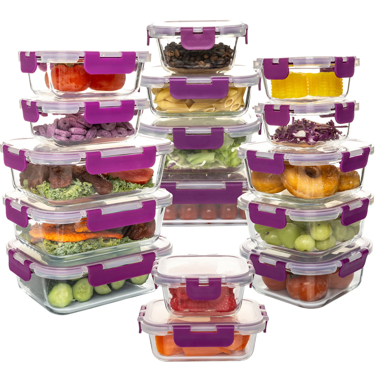 16-Piece Glass Food Storage Containers | Leakproof Airtight Set