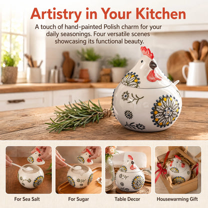 Ceramic Salt Cellar with Lid and Spoon