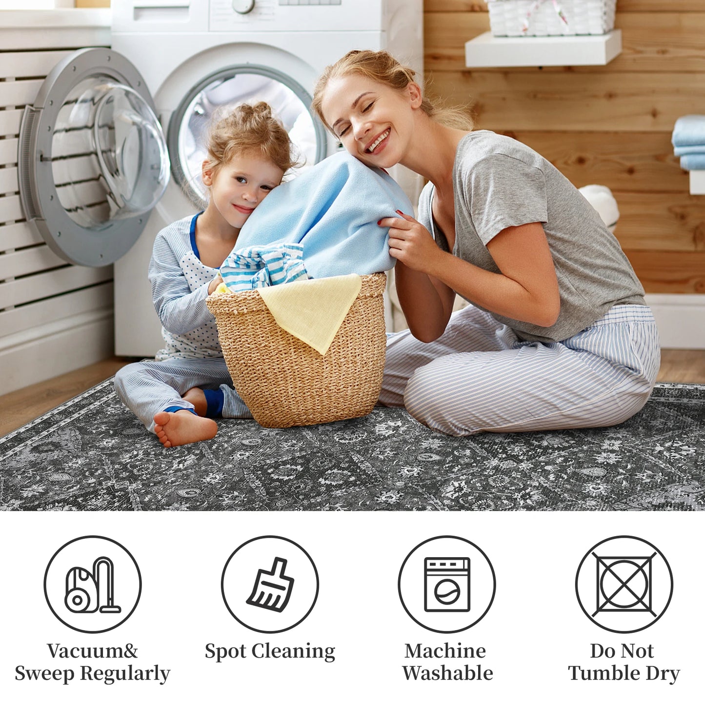 Beautiful Machine Washable Living Room Rug
