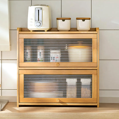 2-Tier Bamboo Kitchen Storage Cabinet.