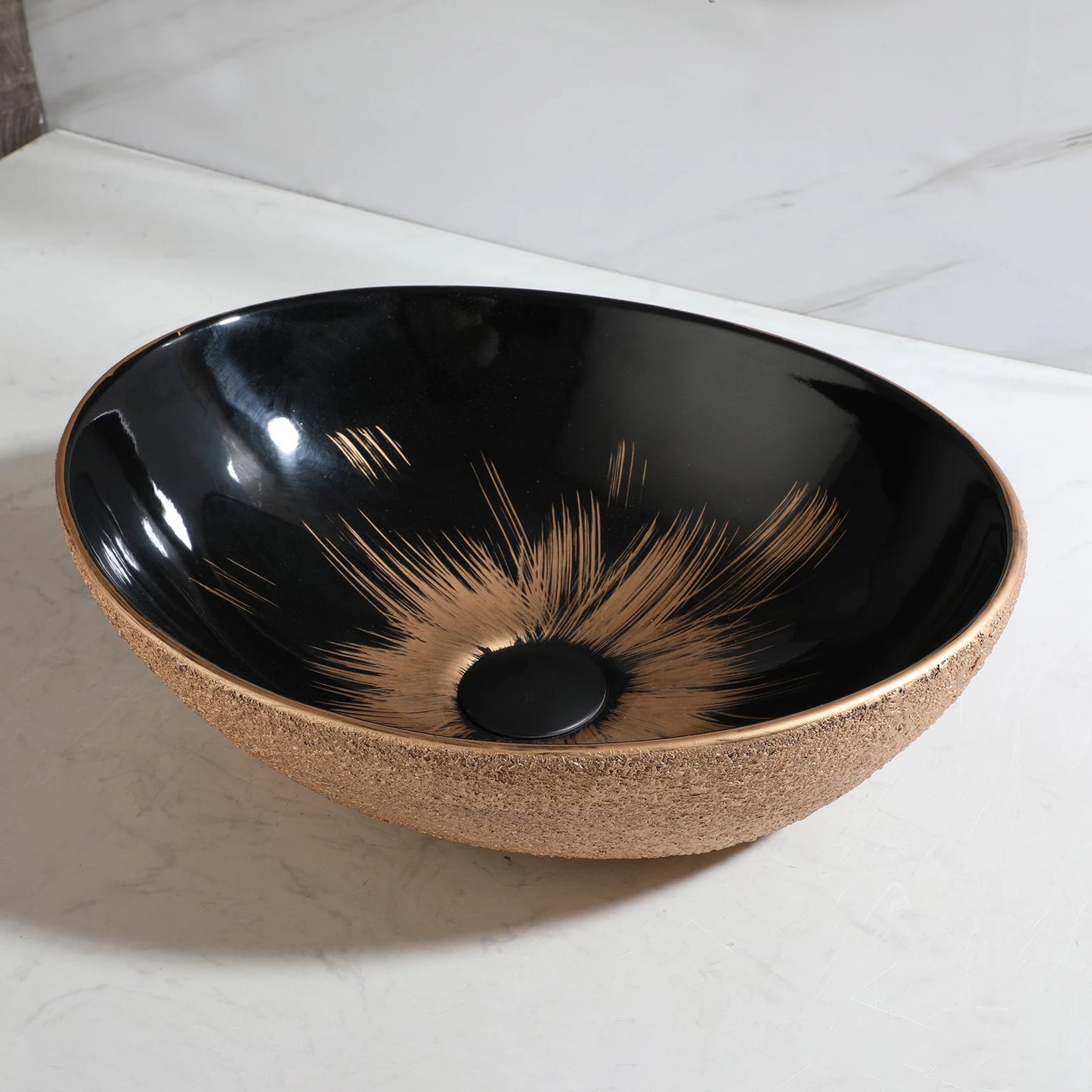 Vintage Gold Ceramic Bathroom Vessel Sink
