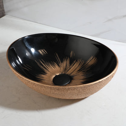 Vintage Gold Ceramic Bathroom Vessel Sink