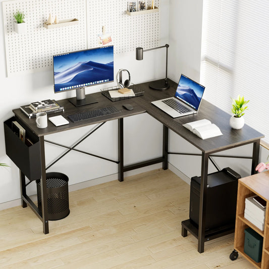 L-Shaped Gaming Computer Desk | Modern Office Desk with CPU Stand