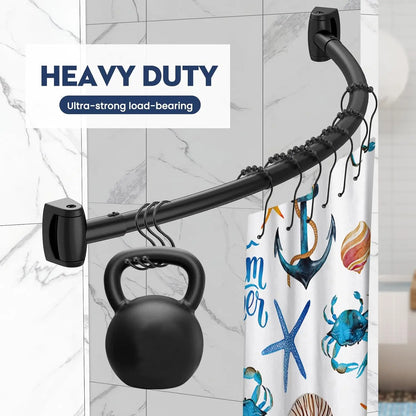 Adjustable Black Curved Shower Curtain Rod
