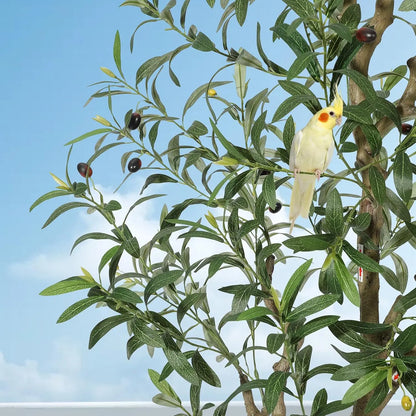 7-Foot Artificial Olive Tree with White Planter | Realistic Faux Silk Indoor Tree