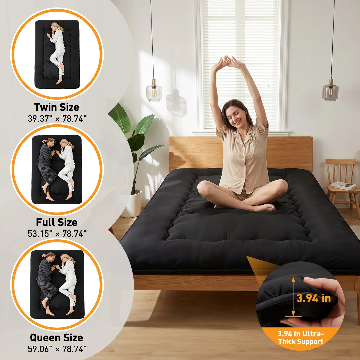Soft Foldable Futon Mattress with Washable Cover