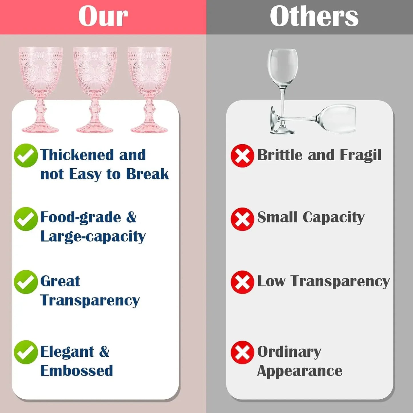 Vintage Wine Glasses, Set of 12 Goblets