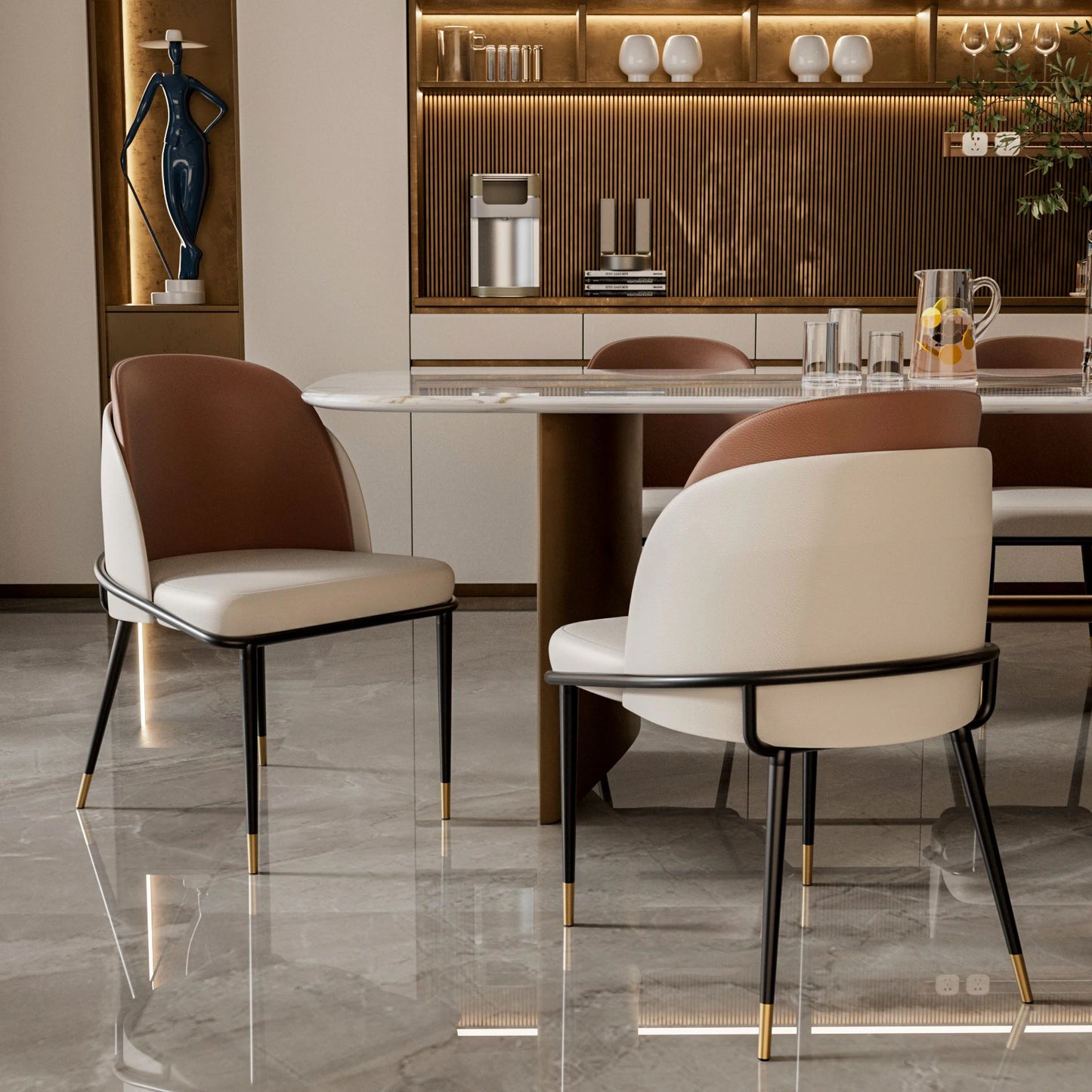 Modern Upholstered Dining Room Chairs, Set of 2