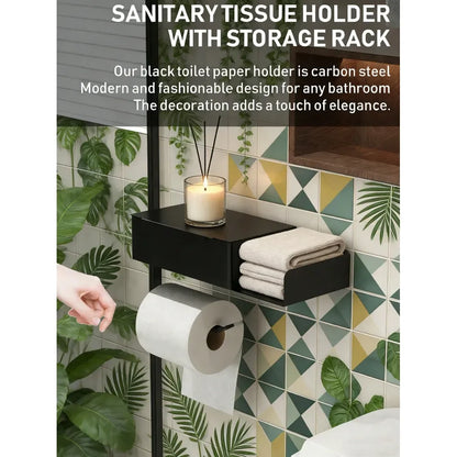 Bathroom Tissue Paper Holder With Shelf