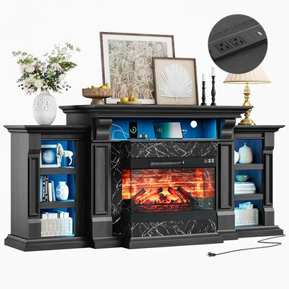 Gorgeous Electric Fireplace Mantel with Display Shelves