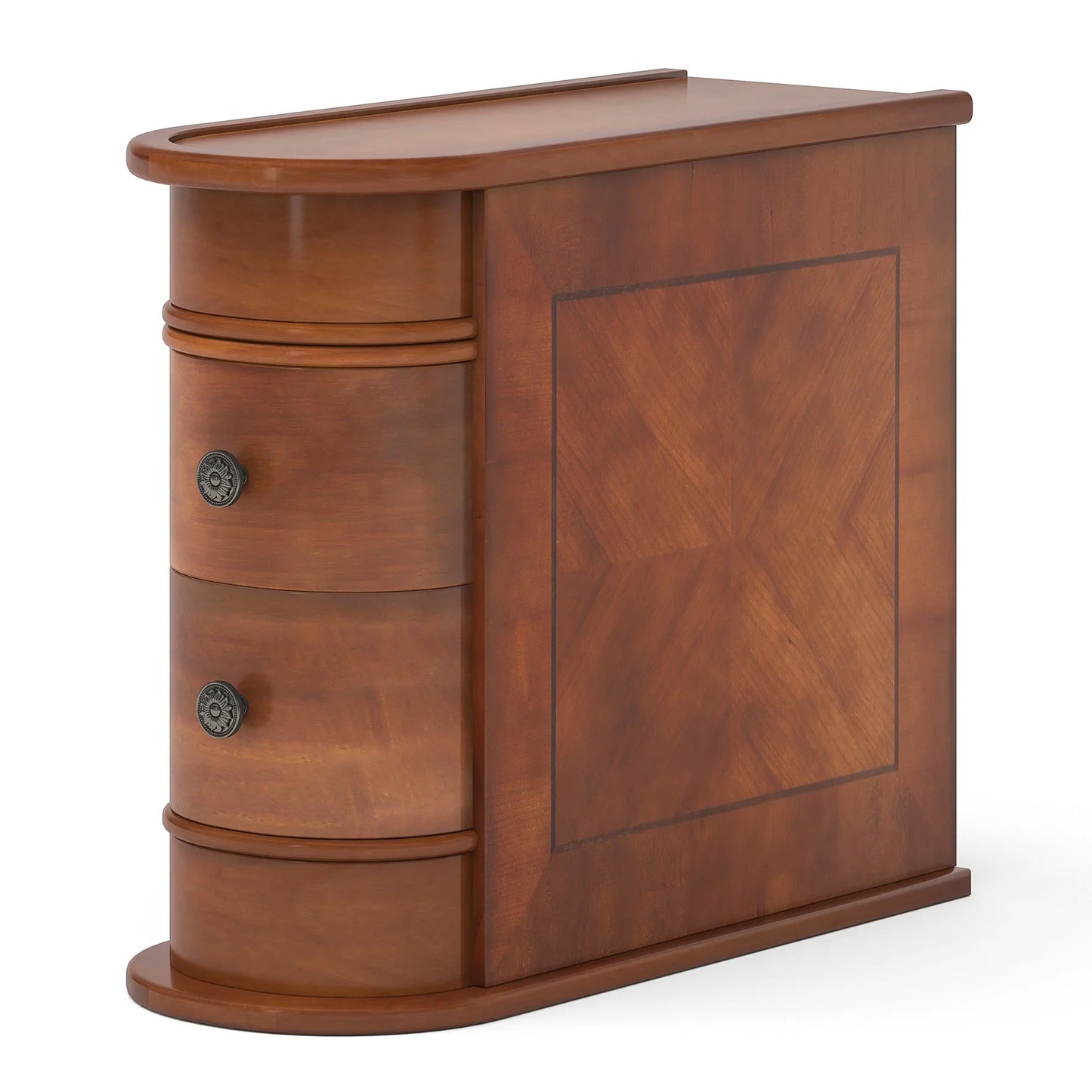Solid Wood Rounded Side or End Table with Storage
