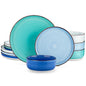 Hand-Painted Ceramic Dinnerware Set | Bonita Blue Swirl Stoneware Collection