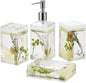 5-Piece Acrylic Bathroom Accessory Set | Botanical Soap Dispenser & Toothbrush Holder