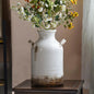 Distressed White Ceramic Vase, Rustic Farmhouse Decor