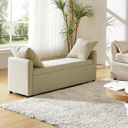 Modern Upholstered Ottoman with Throw Pillows