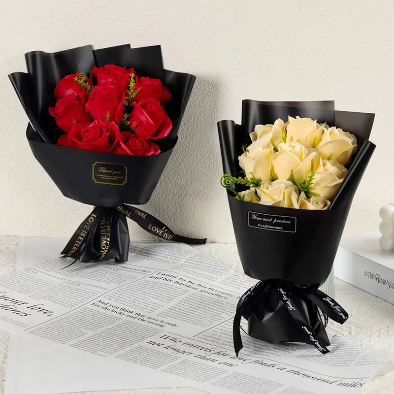 9-Head Soap Rose Bouquet | Handcrafted Floral Gift for Mother's Day & Valentine's Day